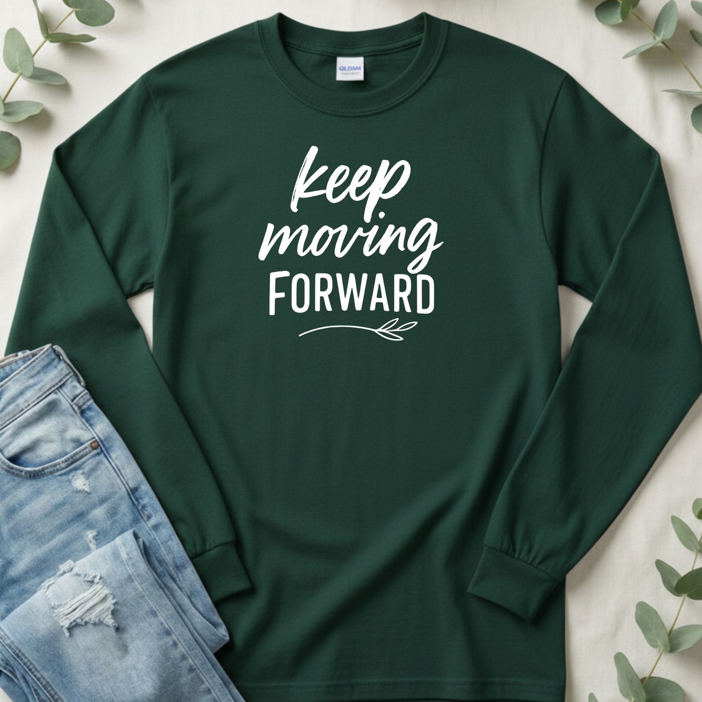 Keep Moving Forward Typography Long Sleeve Shirt