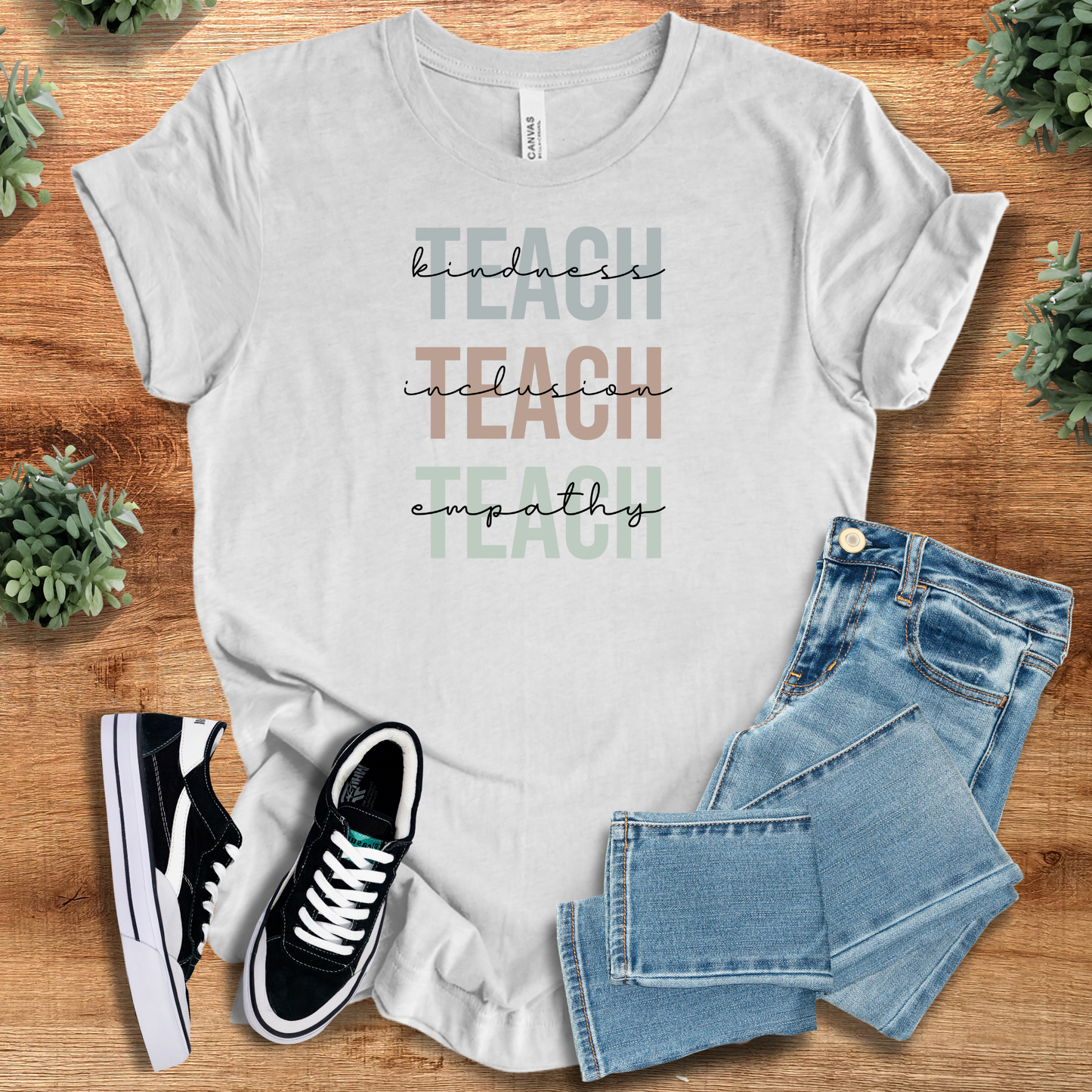 Teach Kindness, Inclusion, Empathy T‑Shirt | Soft Bella+Canvas Tee