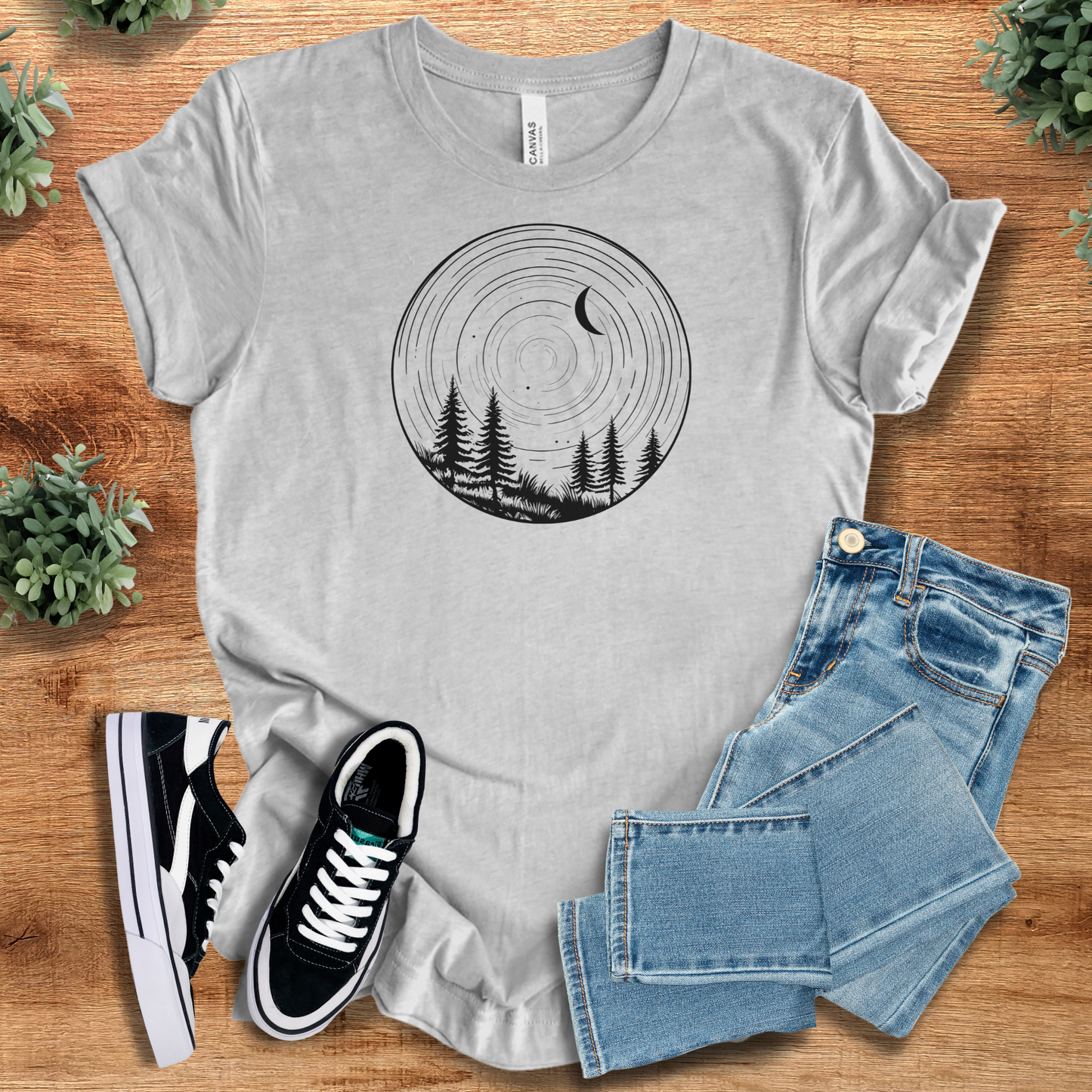 Round Peaceful Woods T‑Shirt | Soft Bella+Canvas Tee