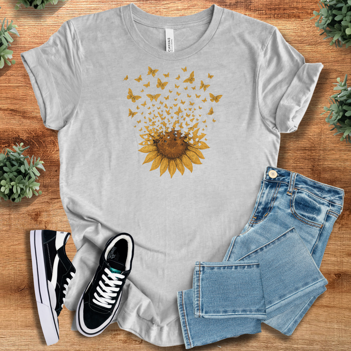 Sunflower Butterfly Tee T‑Shirt | Soft Bella+Canvas Tee