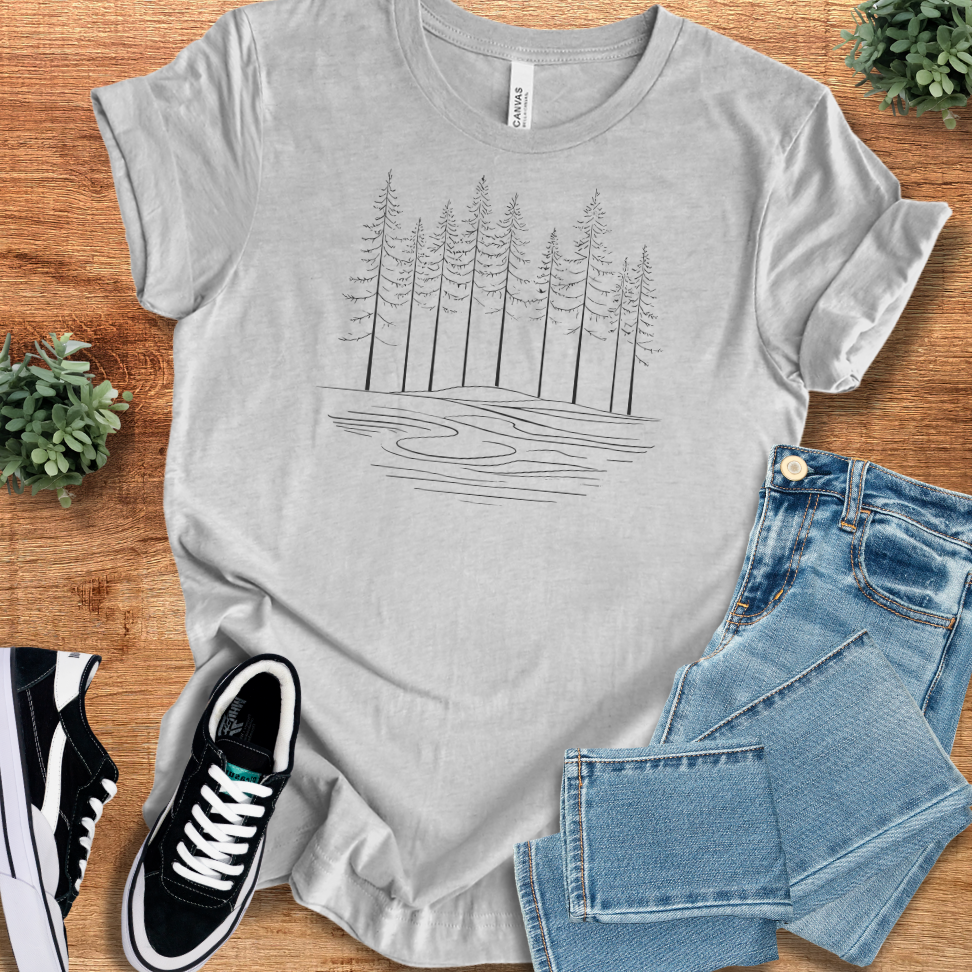 Soft-cream t-shirt with '' text, flat lay styled on a wooden surface.