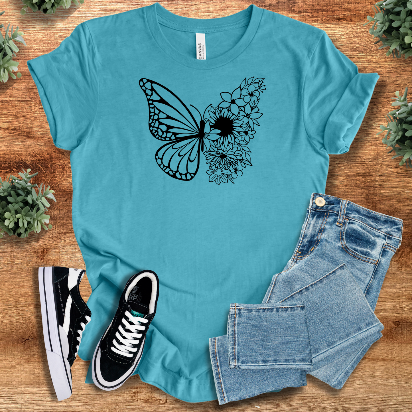 Butterfly Sunflowers T‑Shirt | Soft Bella+Canvas Tee