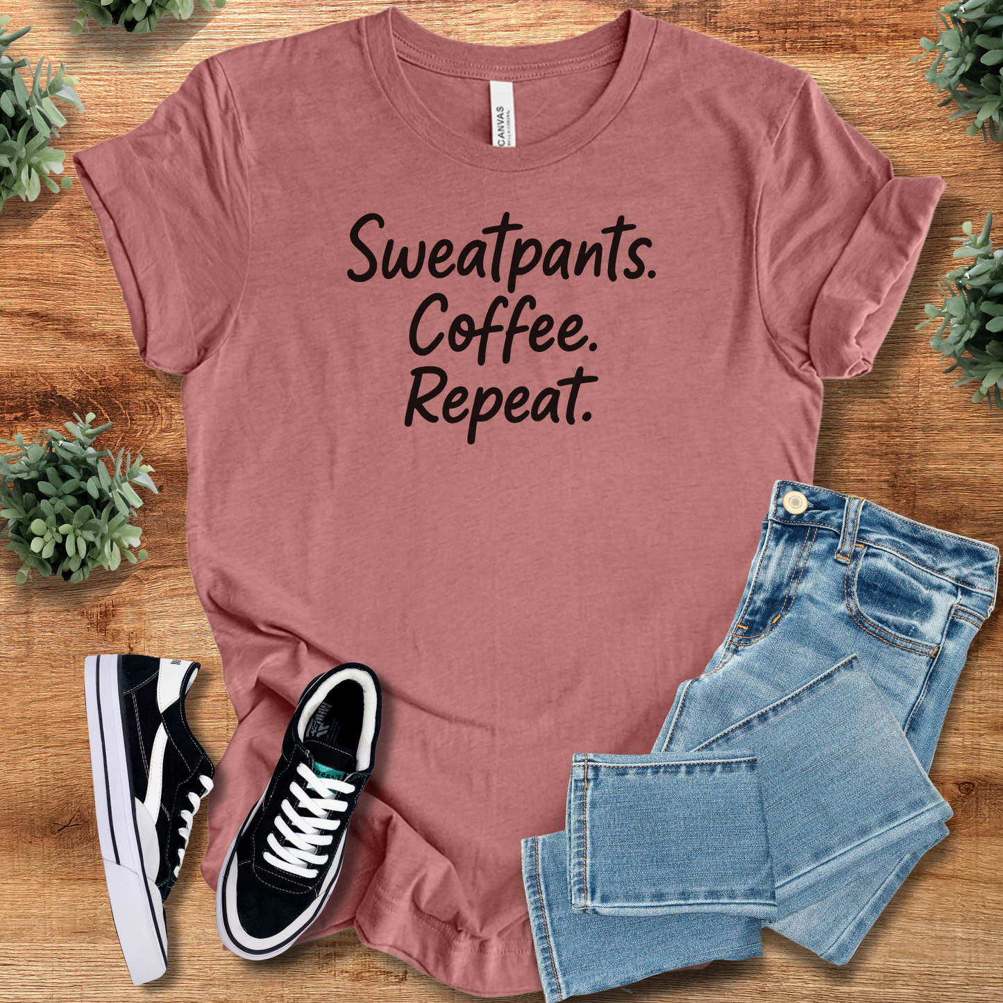 Sweatpants Coffee Repeat Tee