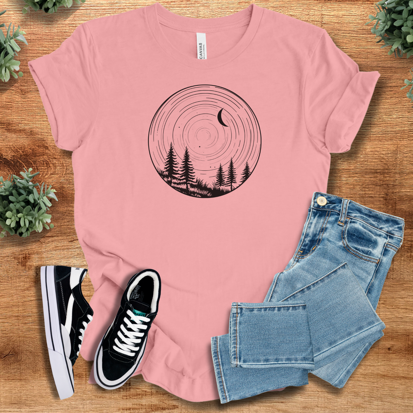 Round Peaceful Woods T‑Shirt | Soft Bella+Canvas Tee