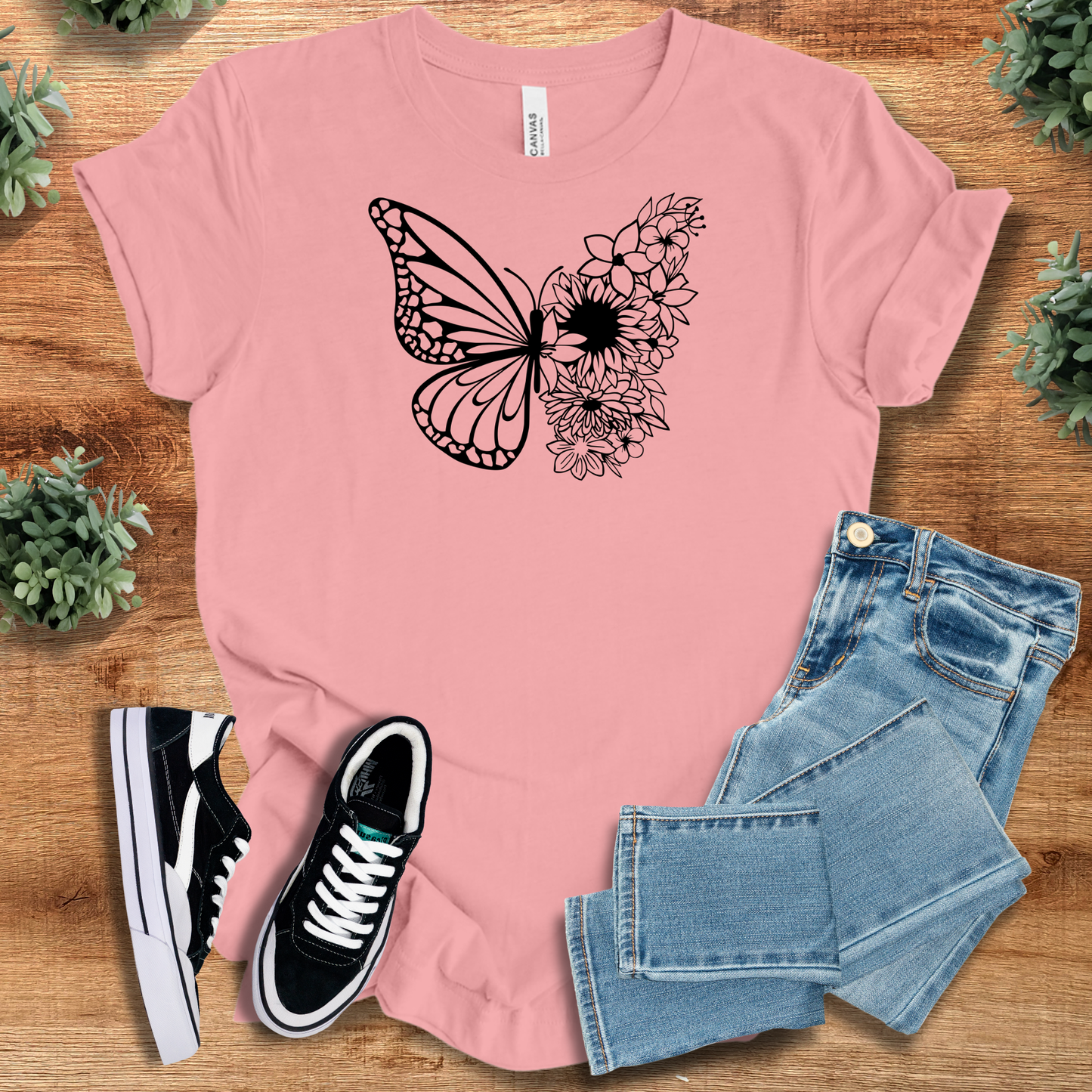 Butterfly Sunflowers T‑Shirt | Soft Bella+Canvas Tee