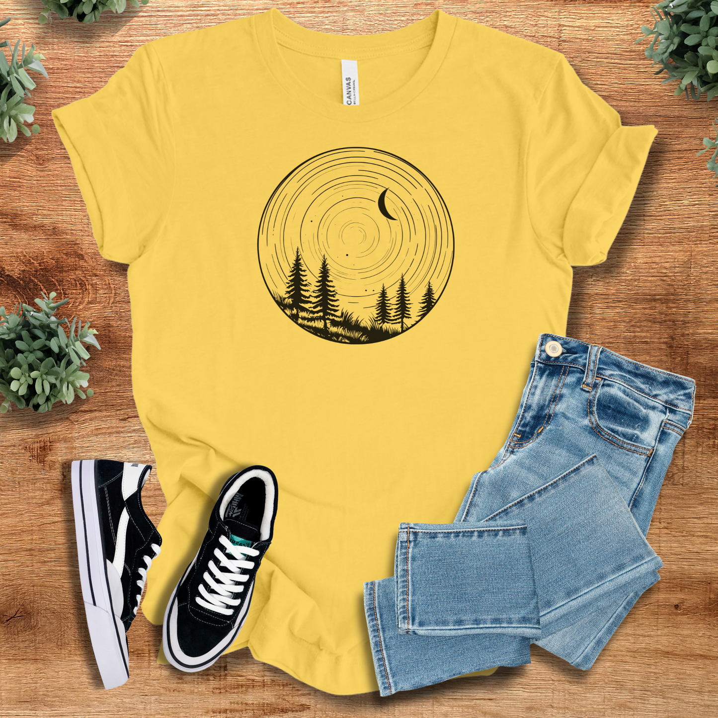 Round Peaceful Woods T‑Shirt | Soft Bella+Canvas Tee