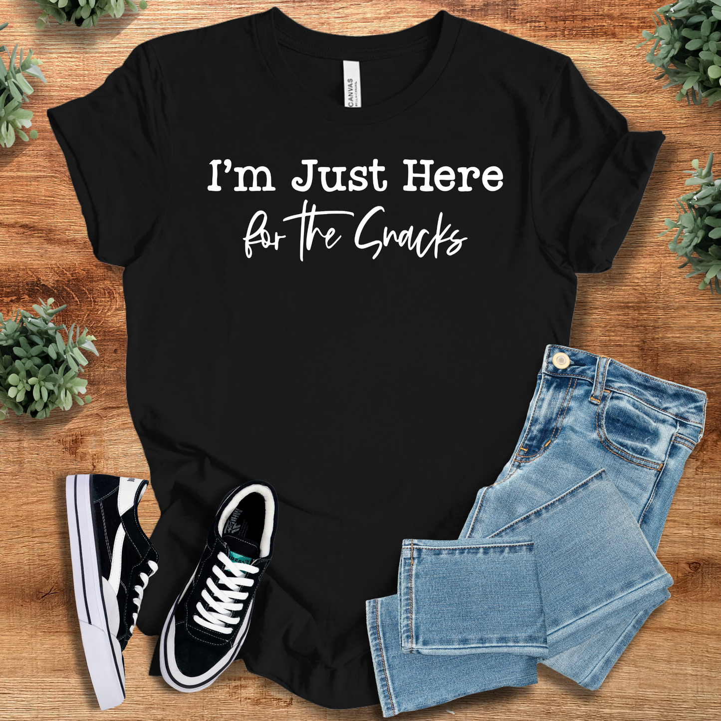 I'm Just Here For The Snacks T‑Shirt | Soft Bella+Canvas Tee