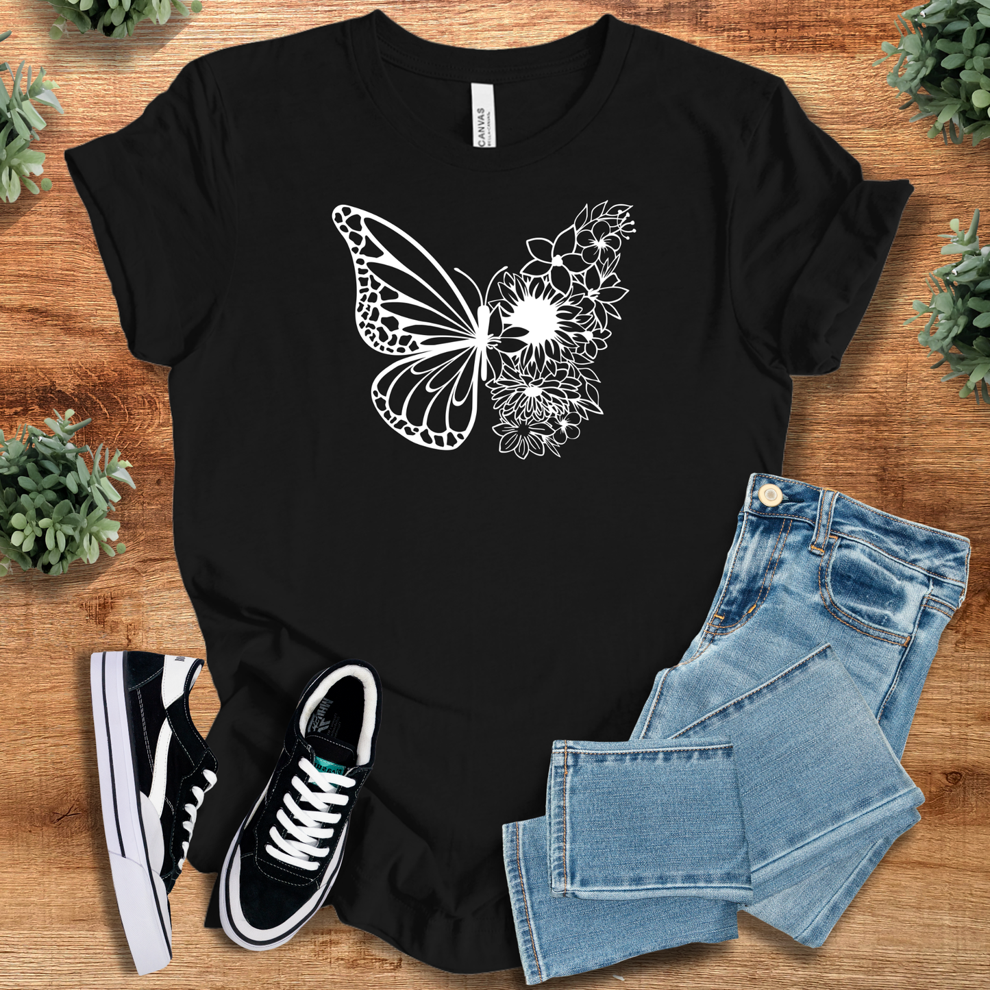 Butterfly Sunflowers T‑Shirt | Soft Bella+Canvas Tee