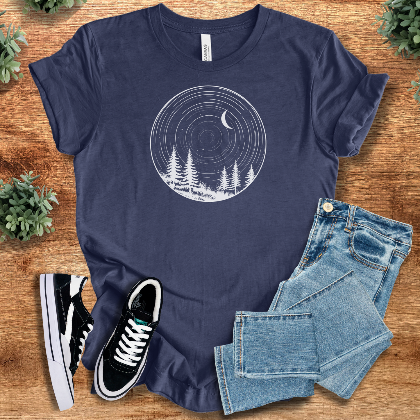 Round Peaceful Woods T‑Shirt | Soft Bella+Canvas Tee