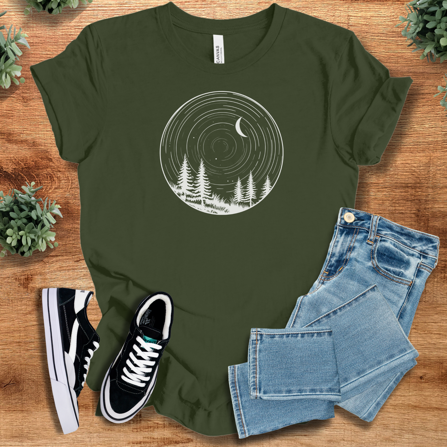 Round Peaceful Woods T‑Shirt | Soft Bella+Canvas Tee