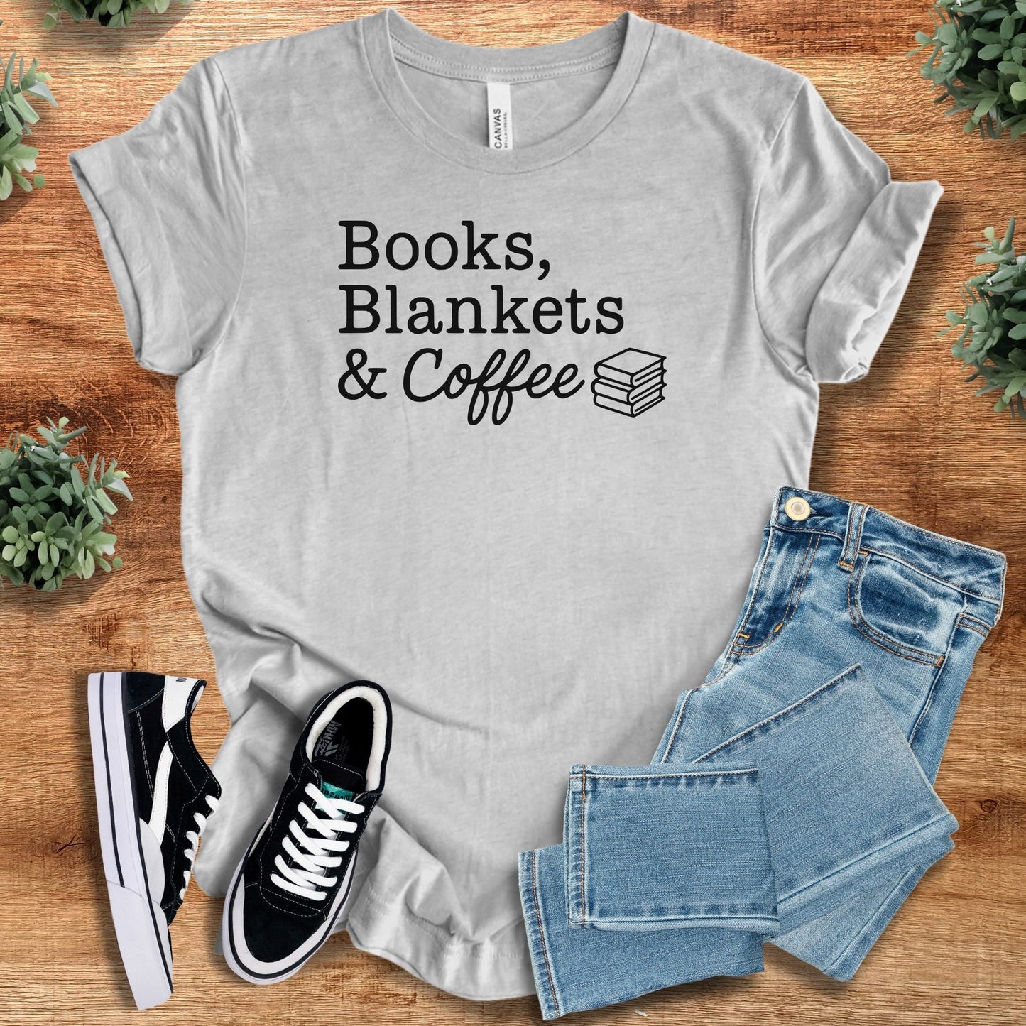 books blankets and coffee | T-Shirt | Signature Vibes - Athletic Heather