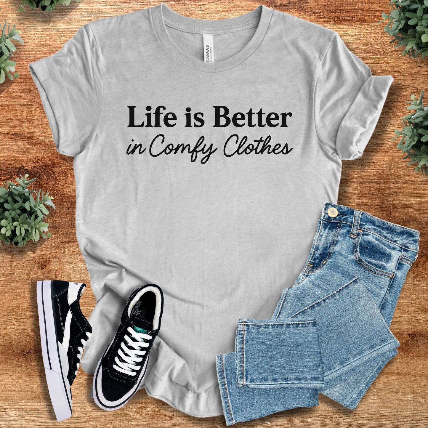 life is better in comfy clothes | T-Shirt | Signature Vibes - Athletic Heather
