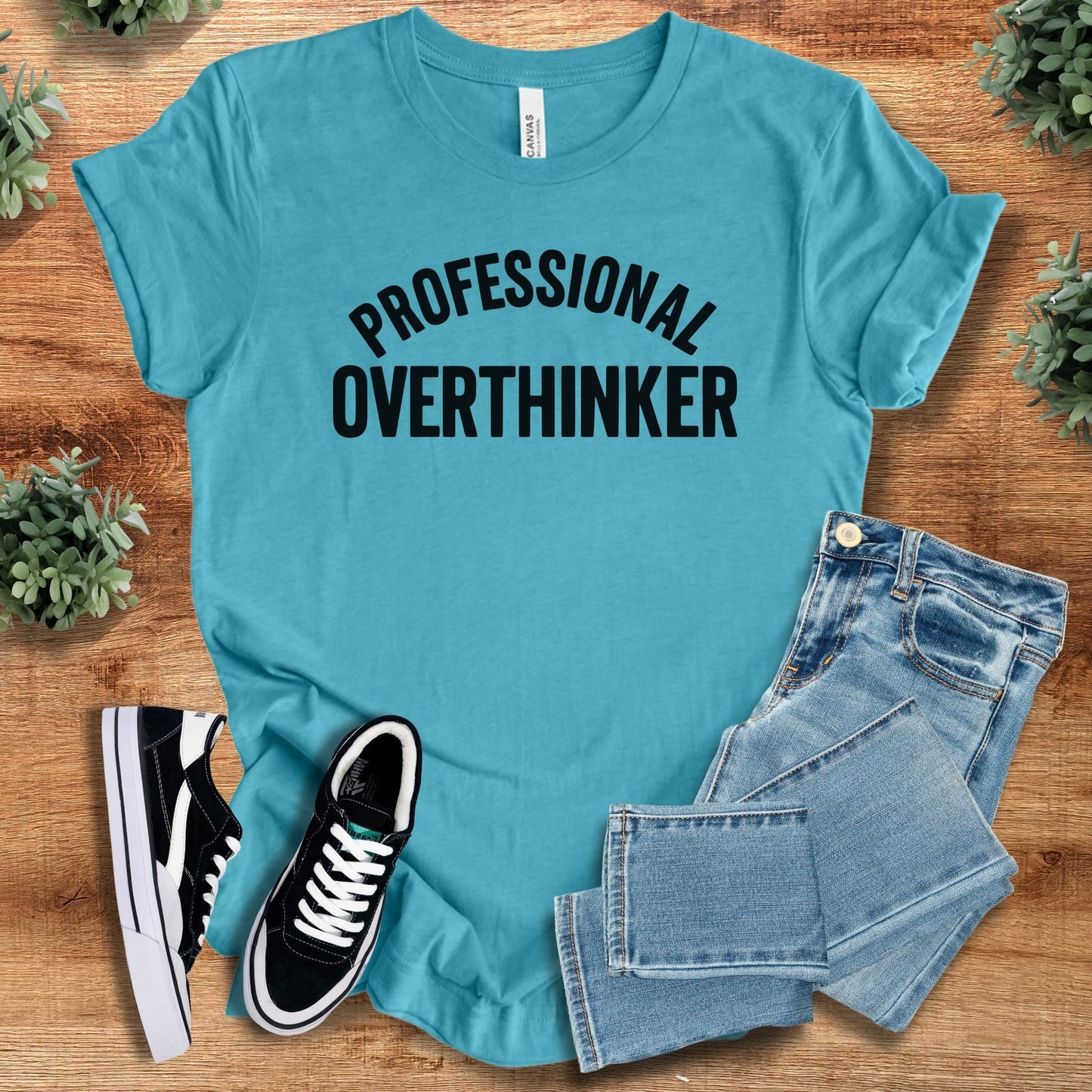 professional overthinker | T-Shirt | Signature Vibes - Heather Aqua