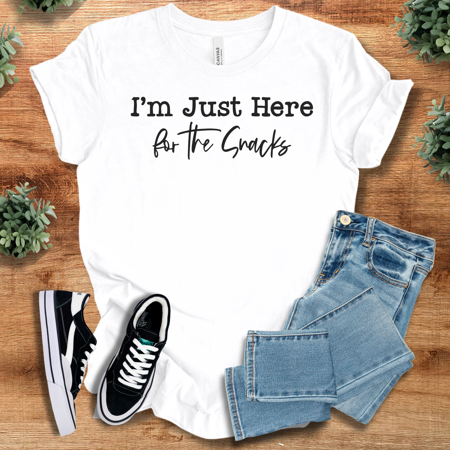 I'm Just Here For The Snacks T‑Shirt | Soft Bella+Canvas Tee