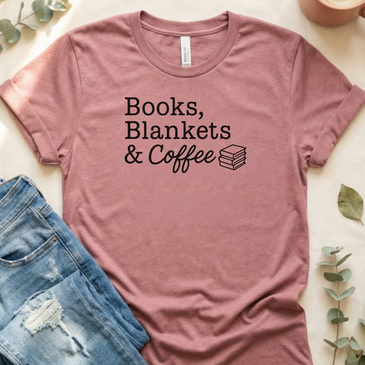 Books Blankets & Coffee Graphic T-Shirt
