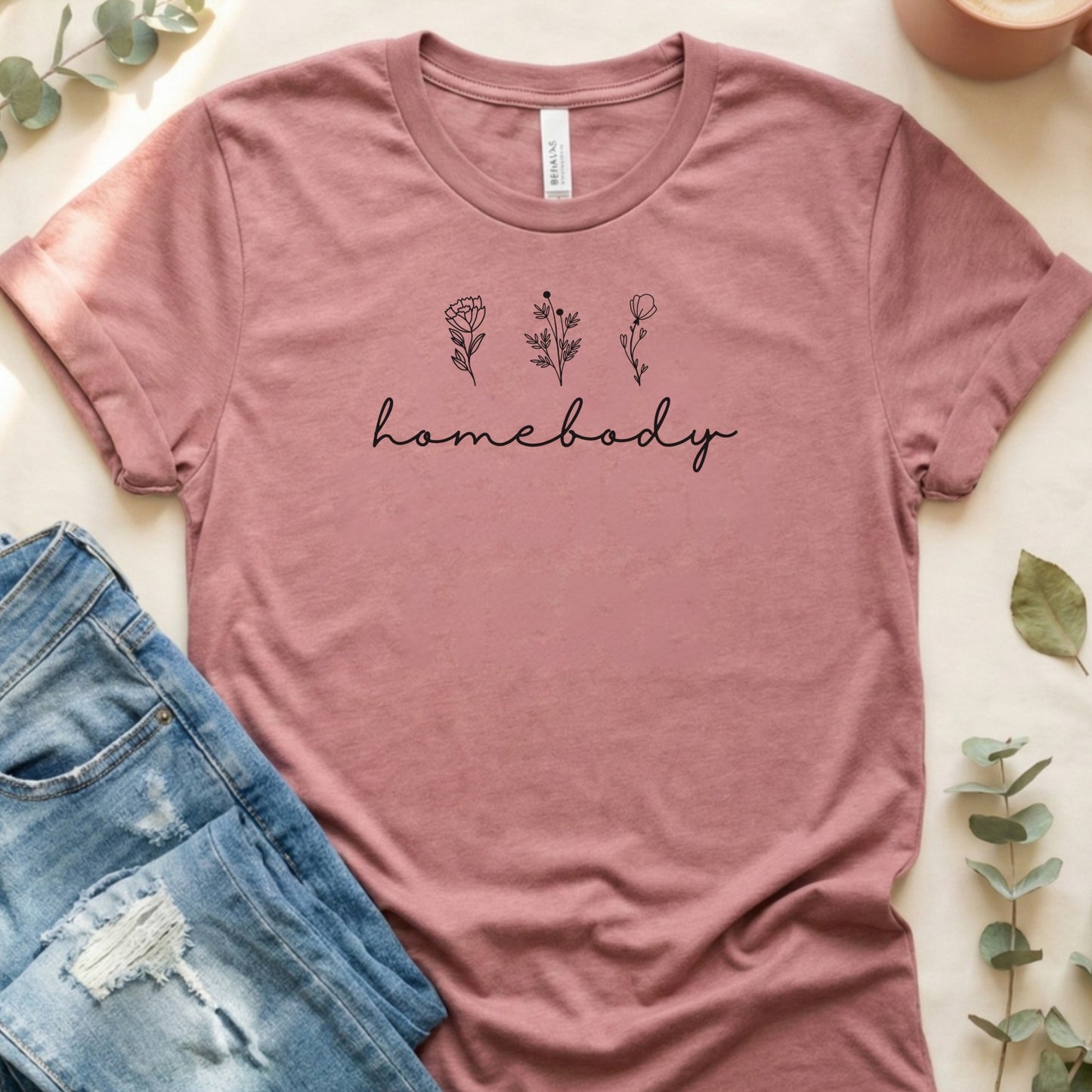 Homebody Floral Graphic Casual T-Shirt for Comfort