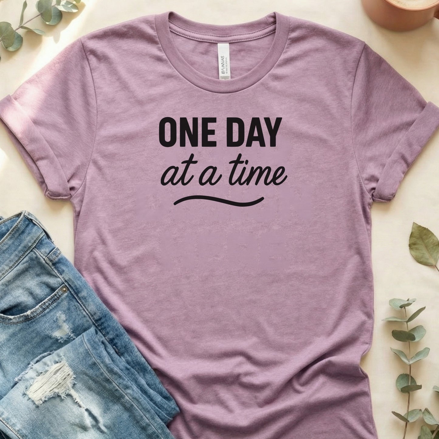 Inspirational One Day at a Time Graphic Tee Shirt