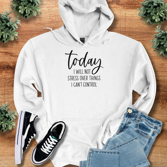 today i will not stress – Unisex Hoodie on Dark Heather — Unisex Hoodie, soft unisex fit, minimalist graphic