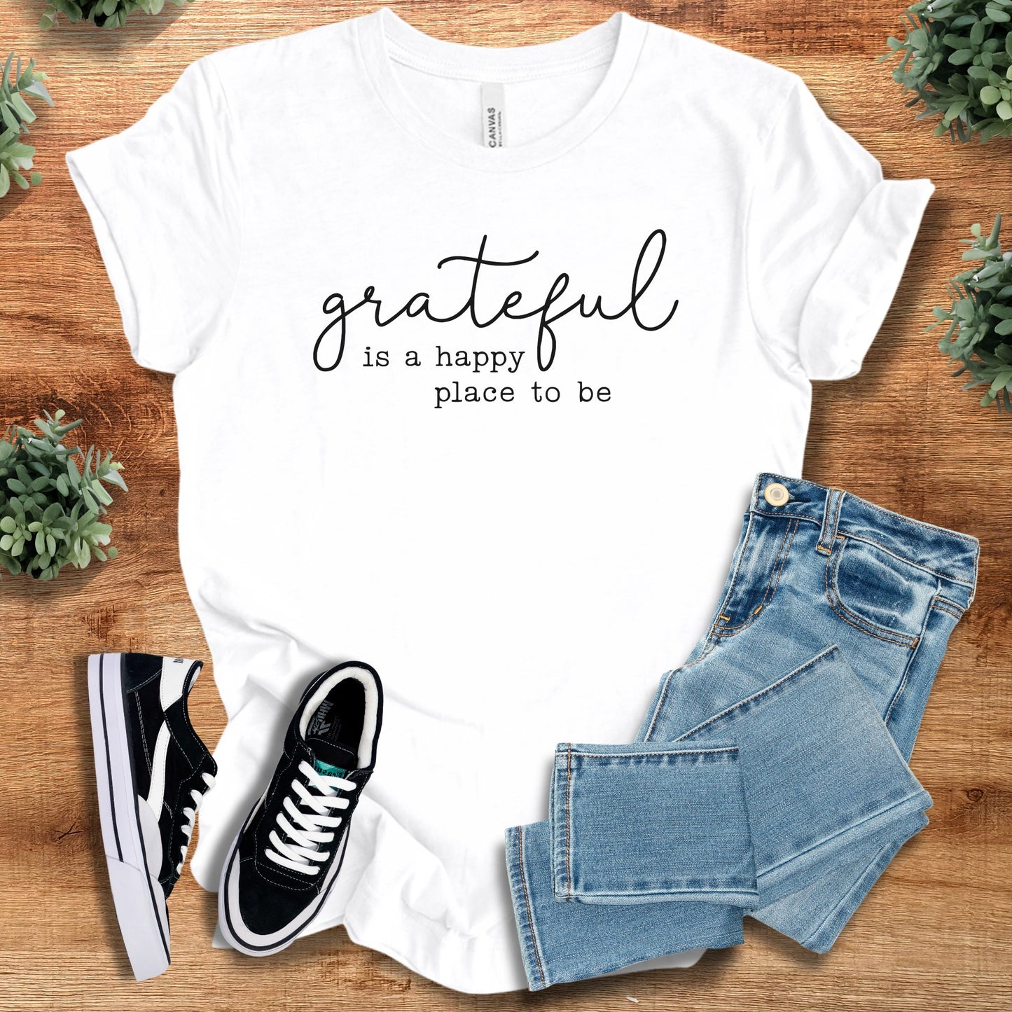 Grateful is a Happy Place to be| Bella Canvas T-Shirt