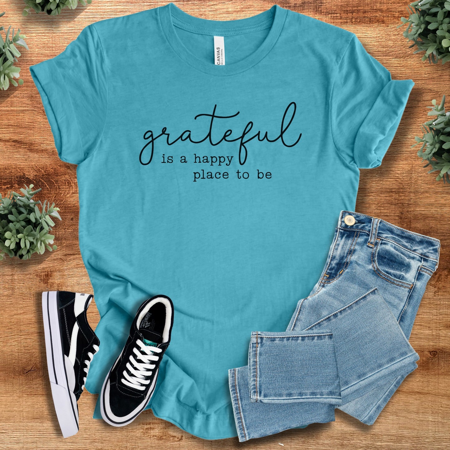 Grateful is a Happy Place to be| Bella Canvas T-Shirt