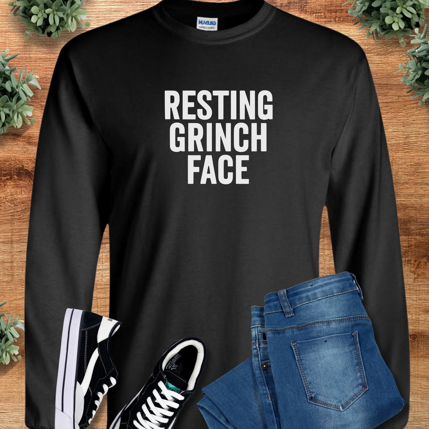 Resting Grinch Face Long Sleeve Tee