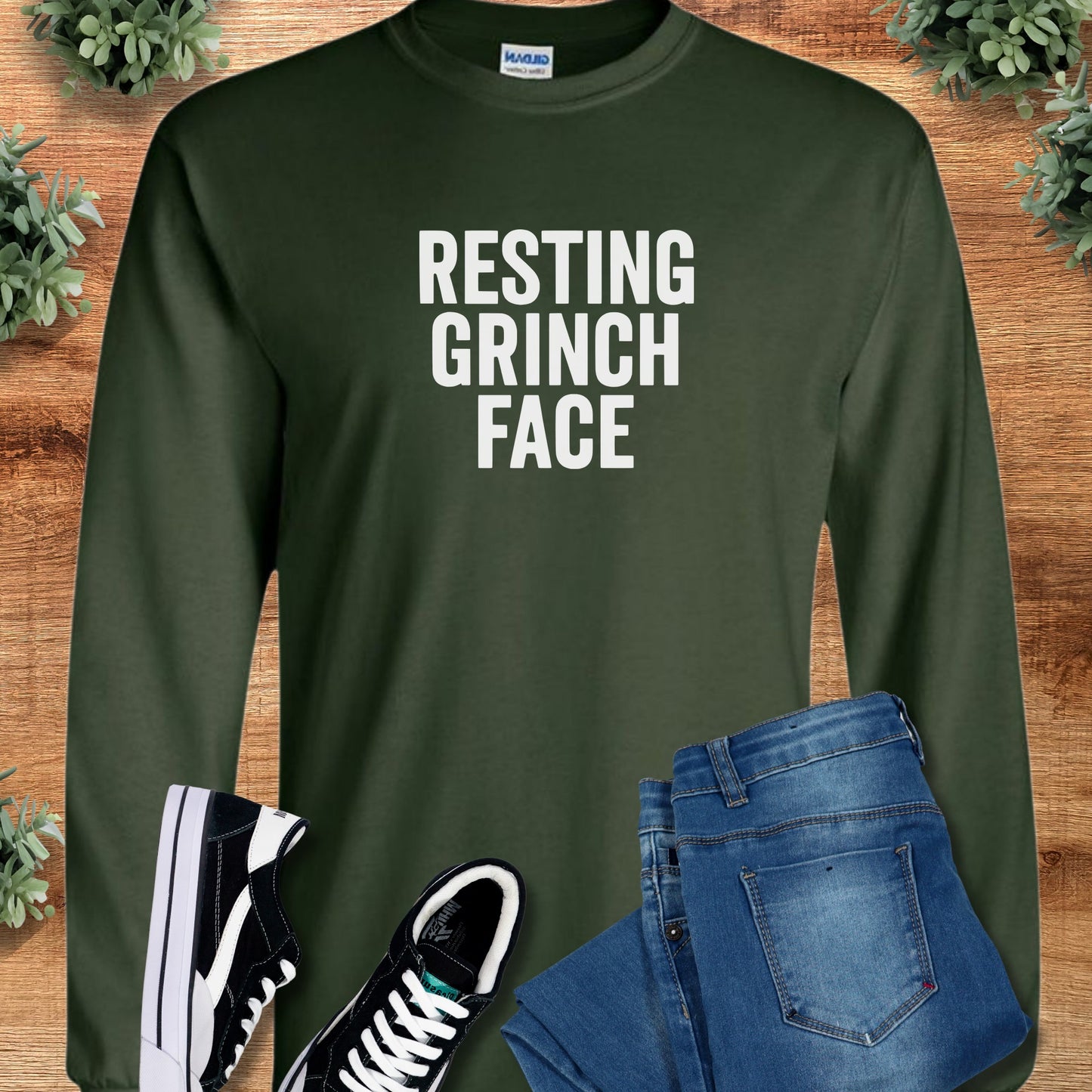 Resting Grinch Face Long Sleeve Tee