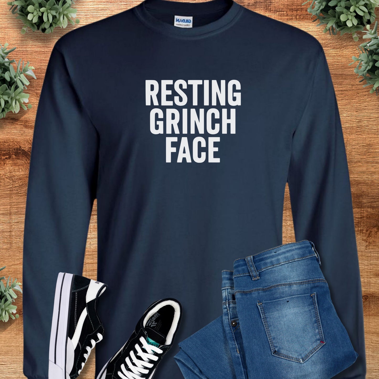 Resting Grinch Face Long Sleeve Tee