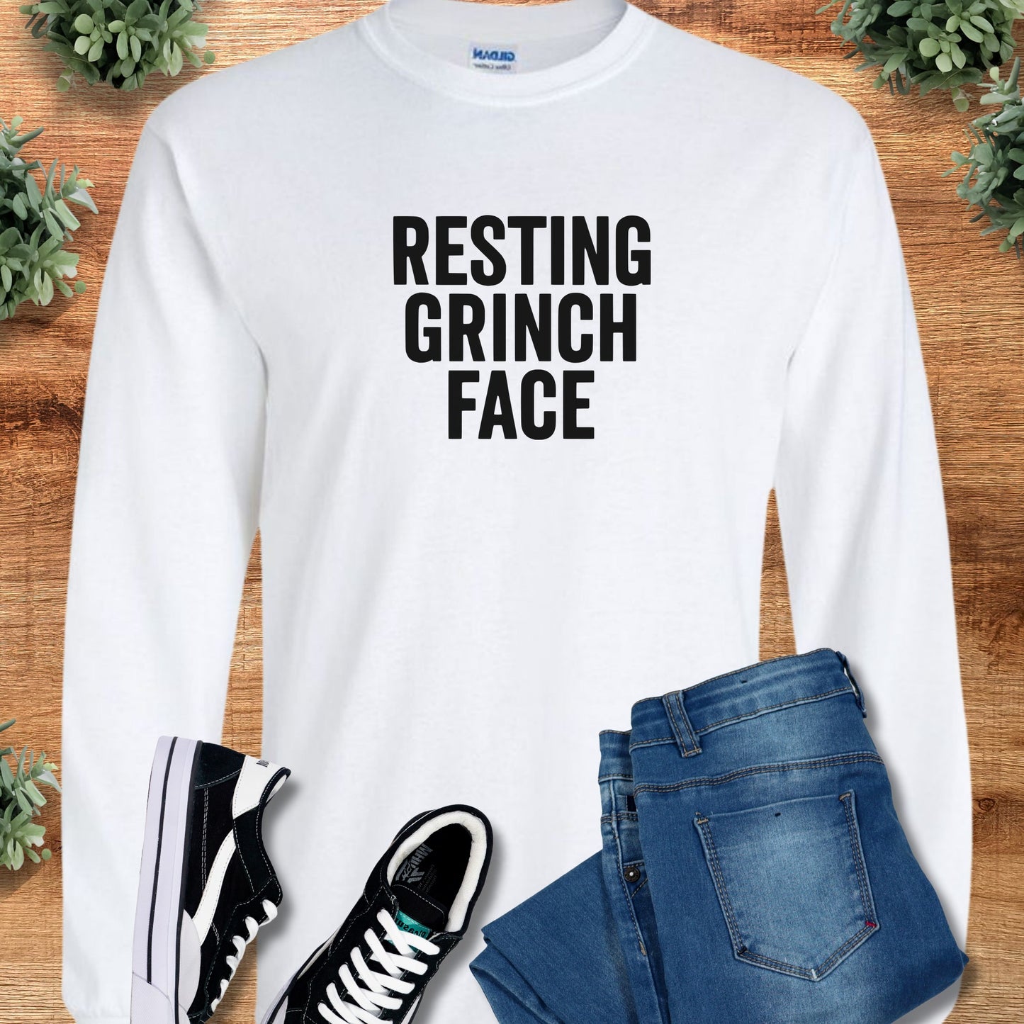 Resting Grinch Face Long Sleeve Tee