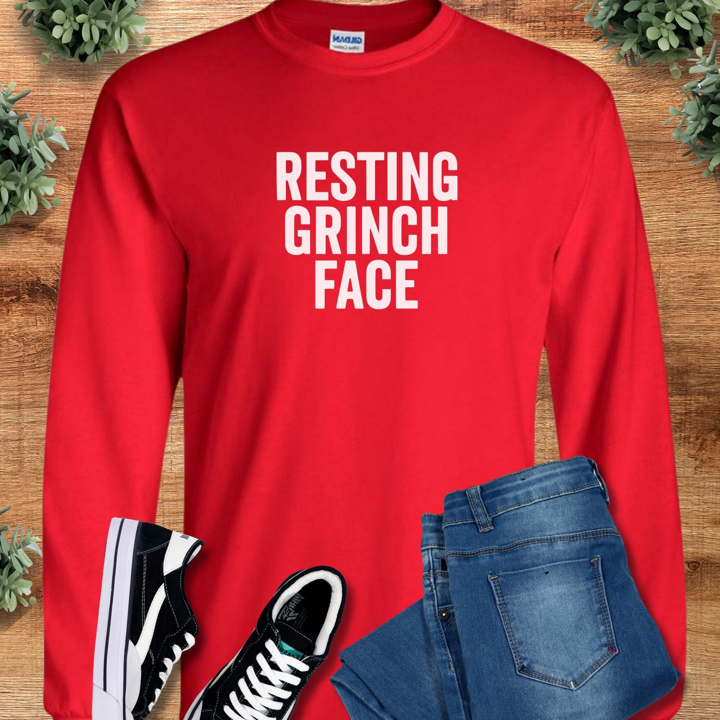 Resting Grinch Face Long Sleeve Tee