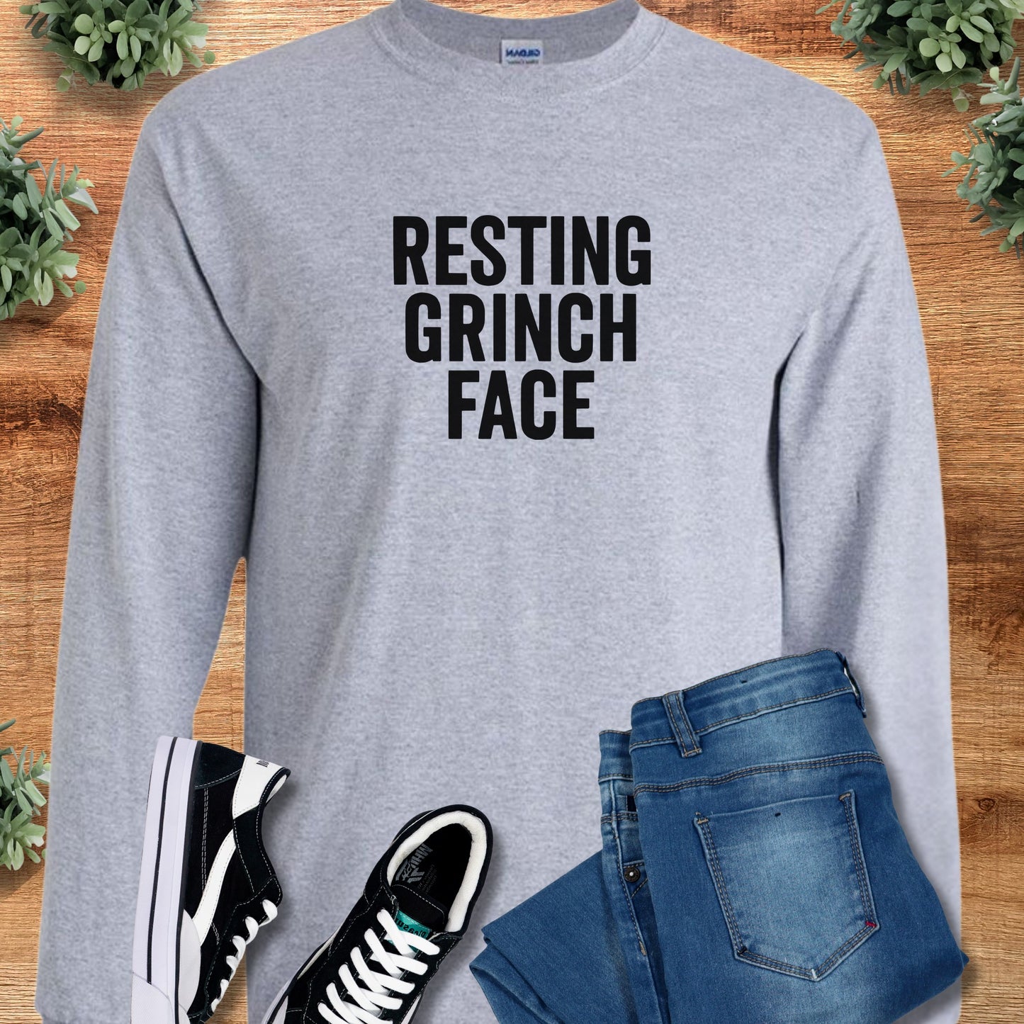 Resting Grinch Face Long Sleeve Tee