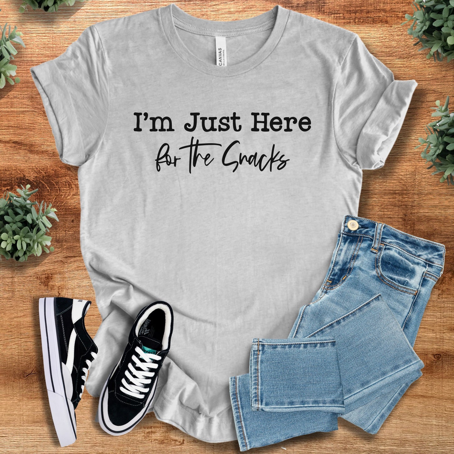 I'm Just Here For The Snacks T‑Shirt | Soft Bella+Canvas Tee