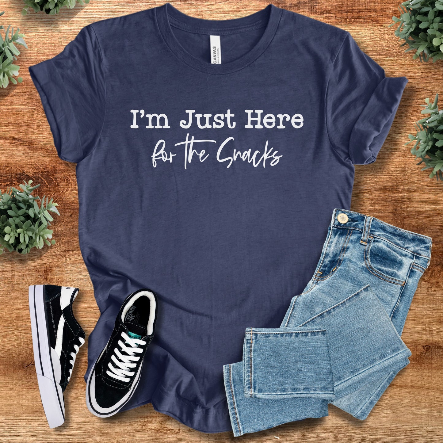 I'm Just Here For The Snacks T‑Shirt | Soft Bella+Canvas Tee