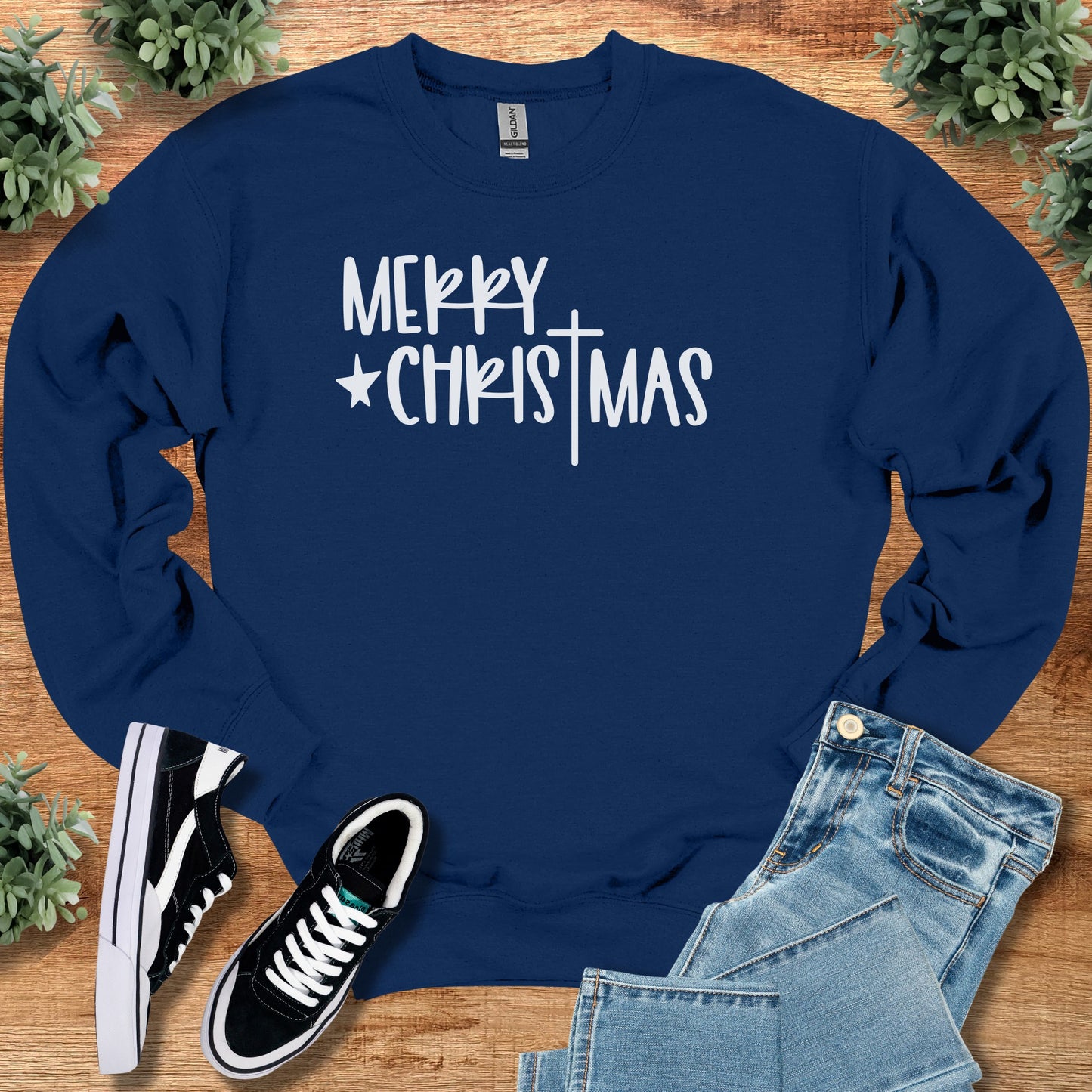 Christmas Sweatshirt - Cozy Winter Wear Embroidered Pullover With Classic Crew Neck