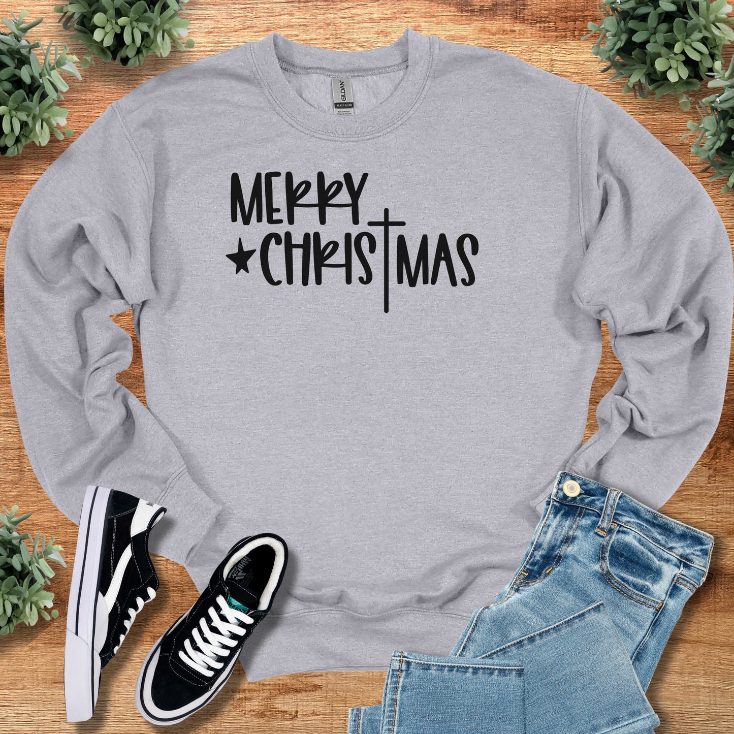 Christmas Sweatshirt - Cozy Winter Wear Embroidered Pullover With Classic Crew Neck