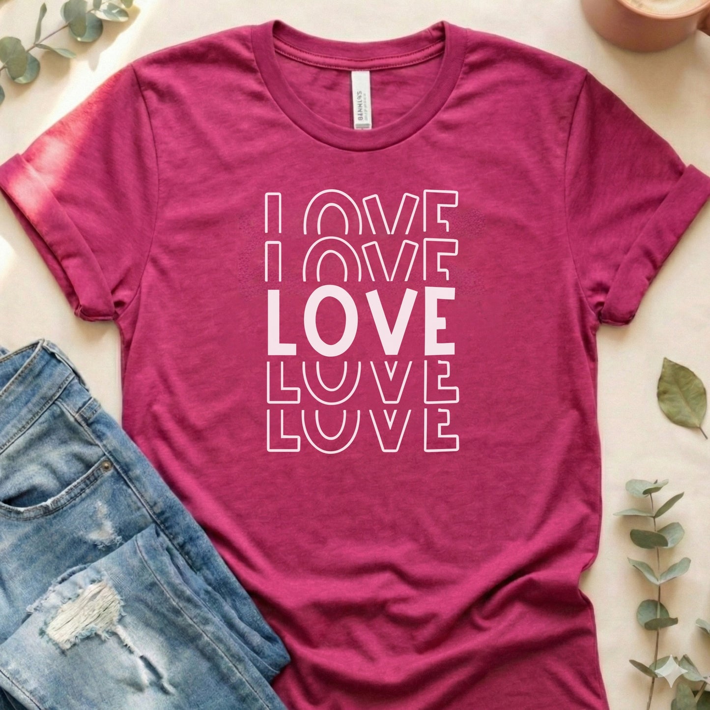 Love Love Love Graphic Short Sleeve T-Shirt