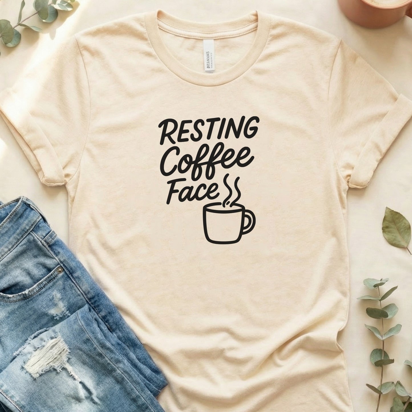 Resting Coffee Face Graphic Tee Shirt for Coffee Lovers