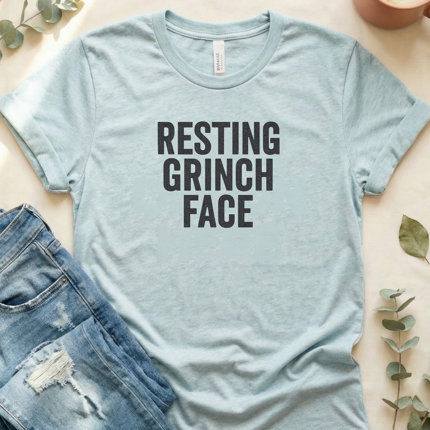 Resting Grinch Face Graphic T-Shirt Apparel