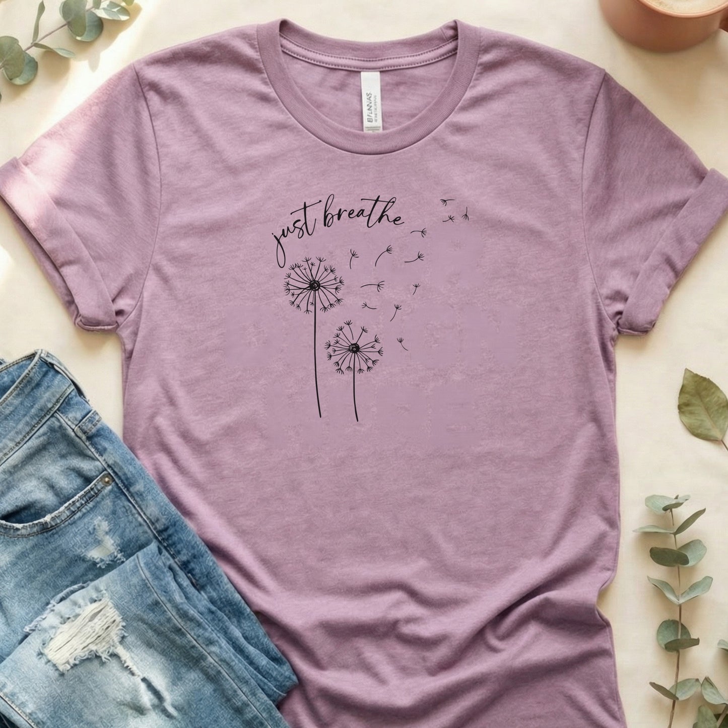 Just Breathe Dandelion Graphic T-Shirt for Women
