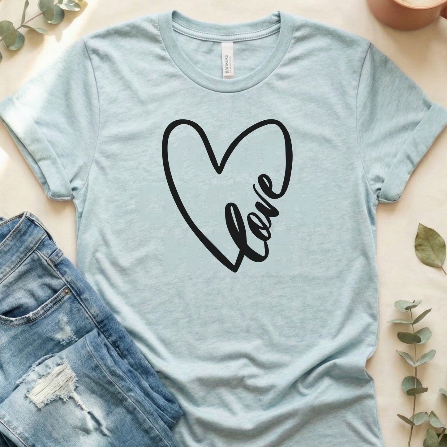 Love Heart Design Graphic Casual T-Shirt Product