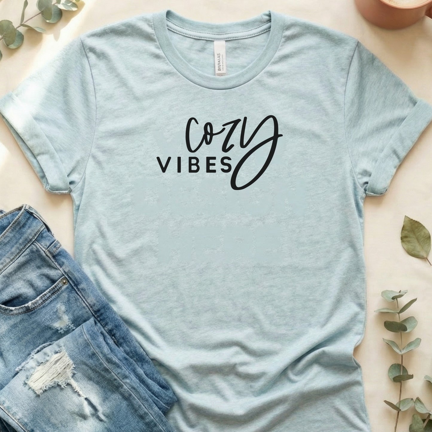 Cozy Vibes Graphic Print Short Sleeve T-shirt