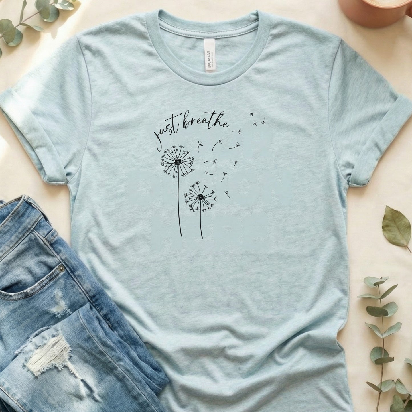 Just Breathe Dandelion Printed T-shirt for Relaxation
