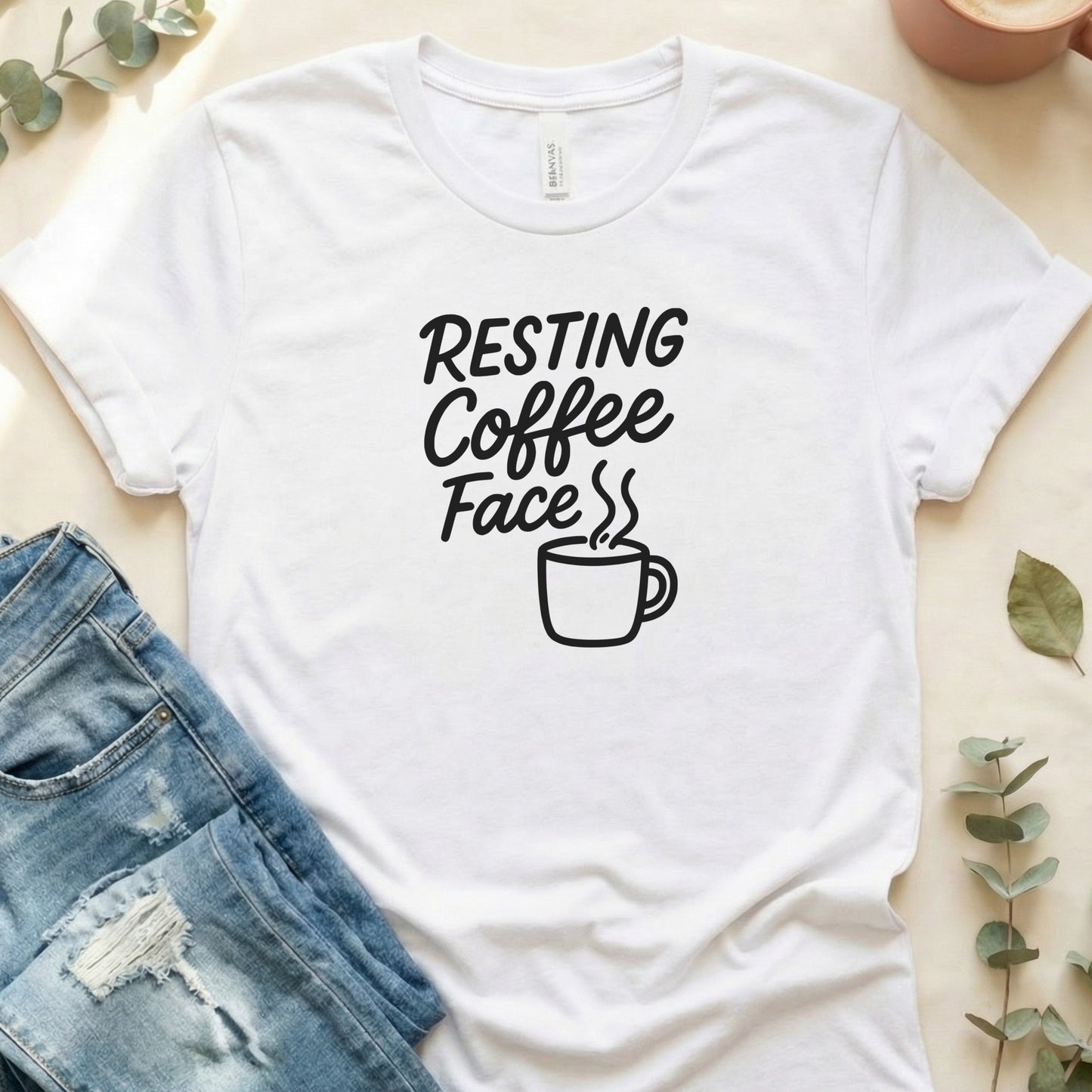 Resting Coffee Face Graphic Tee Shirt Casual Top