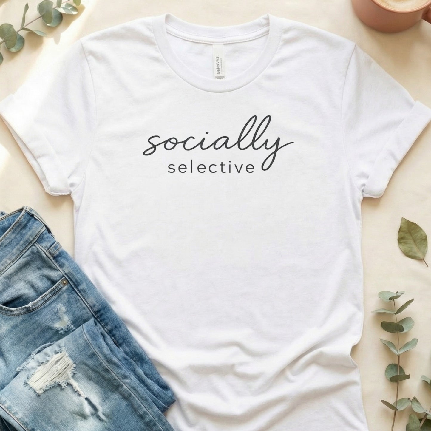 Socially Selective Minimalist Design Graphic T-Shirt