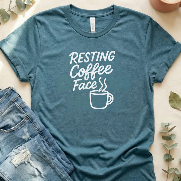 Resting Coffee Face With Mug Cute Design Trendy T-Shirt