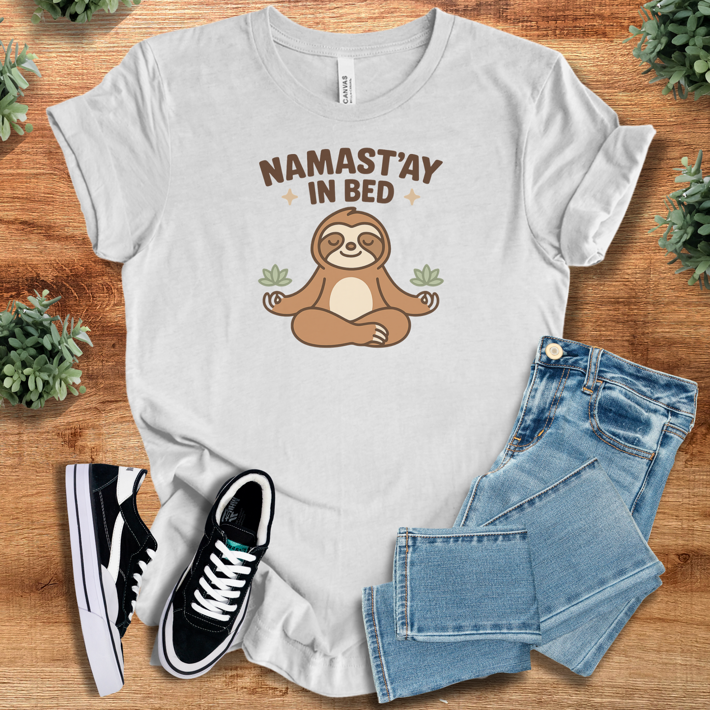 Namast’ay in Bed Shirt | Funny Sloth Yoga Bella Canvas Unisex Tee