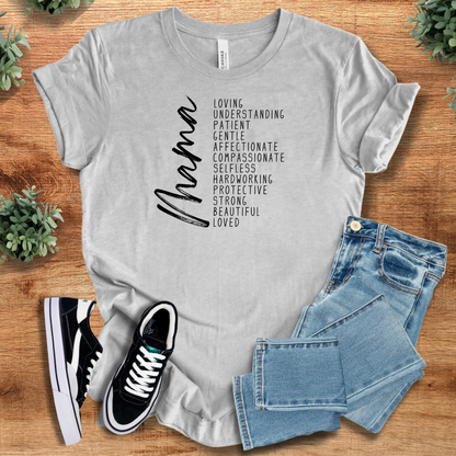 Soft-cream t-shirt with '' text, flat lay styled on a wooden surface.