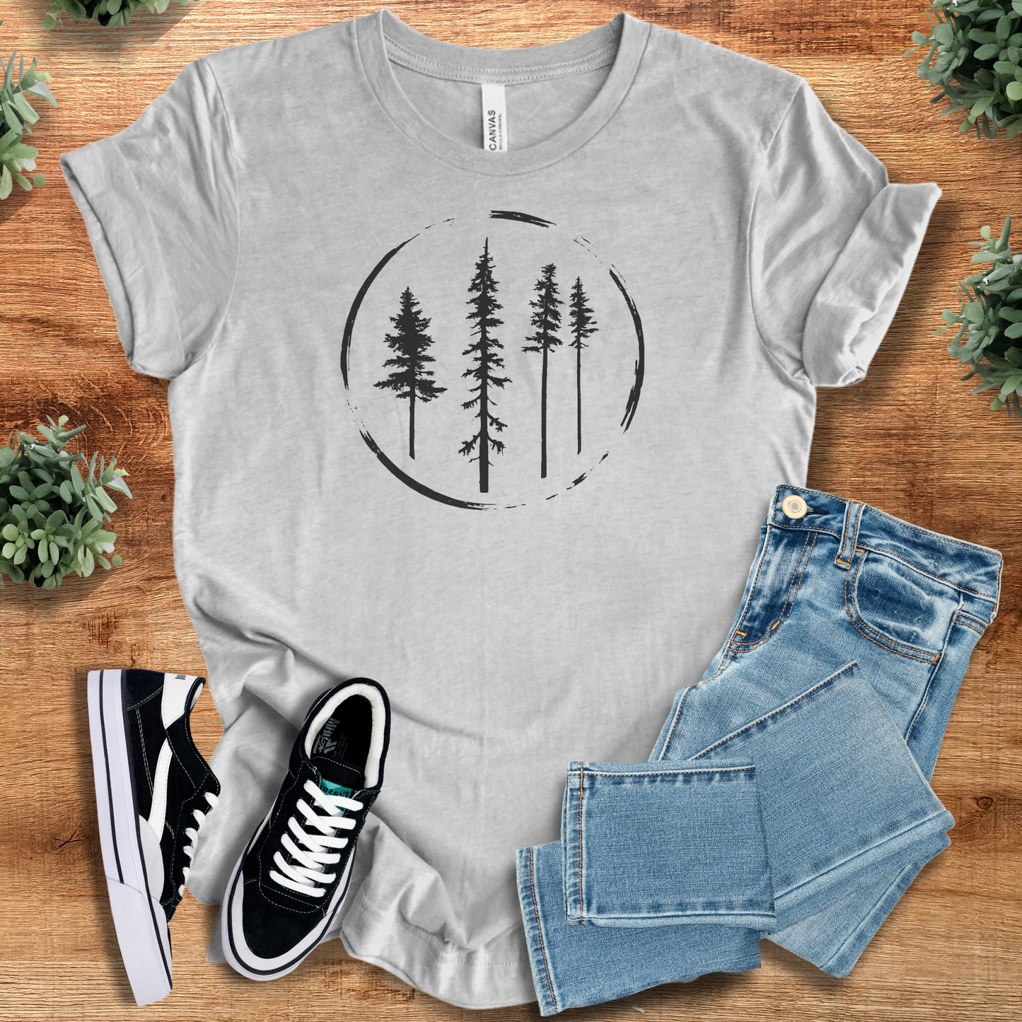 Minimal Forest Circle Tee T‑Shirt | Soft Bella+Canvas Tee