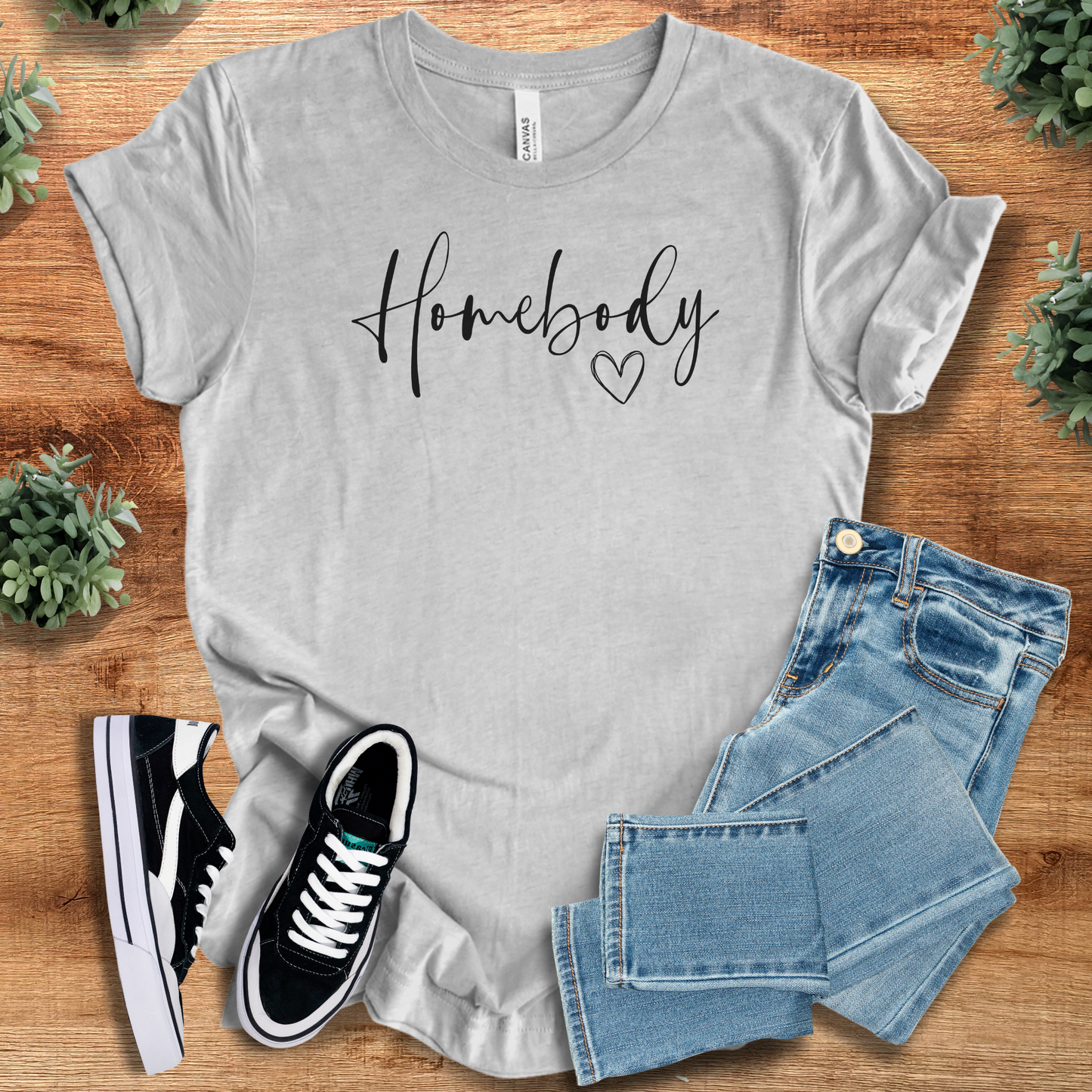 Homebody With Heart T‑Shirt | Soft Bella+Canvas Tee