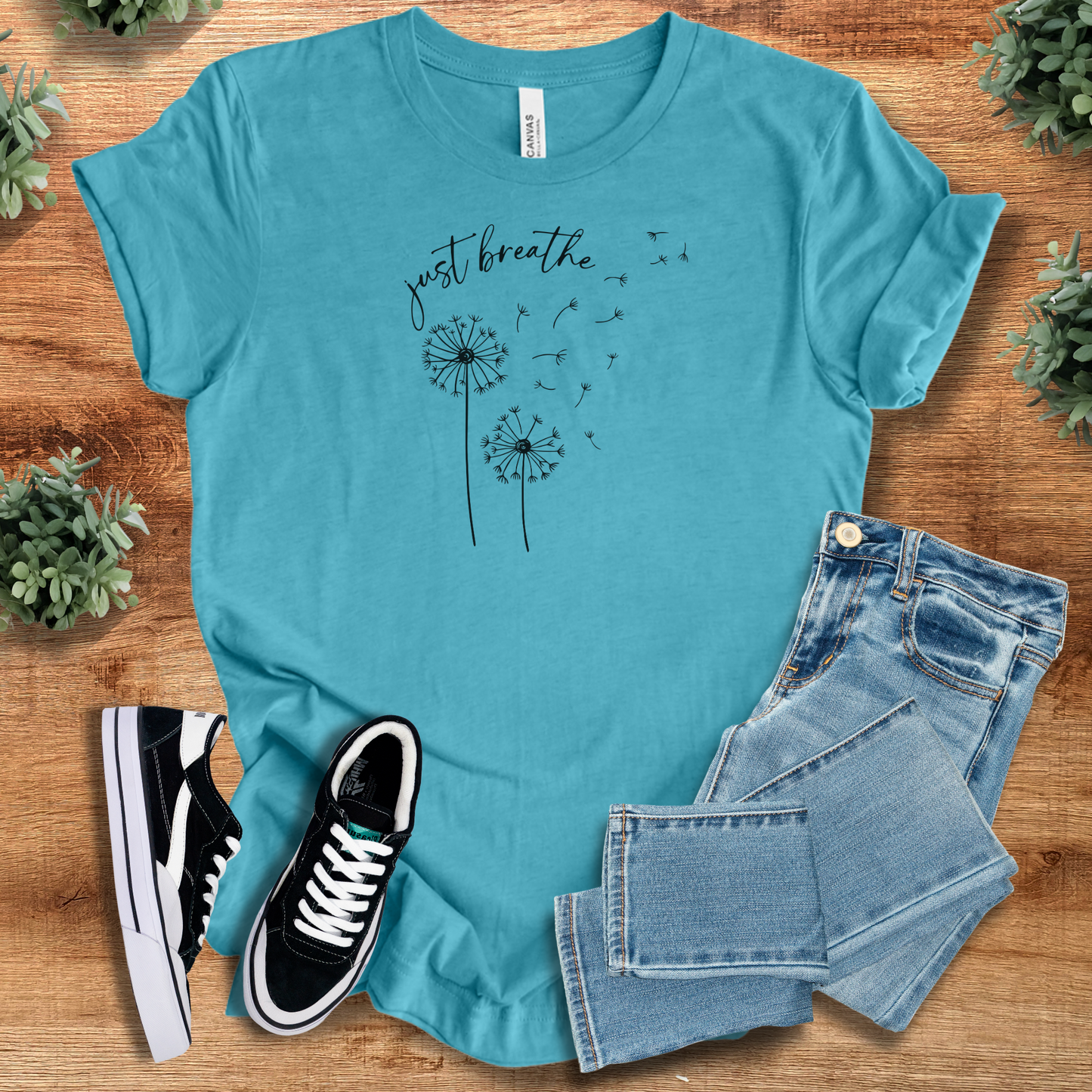 Just Breathe Dandelion T‑Shirt | Soft Bella+Canvas Tee