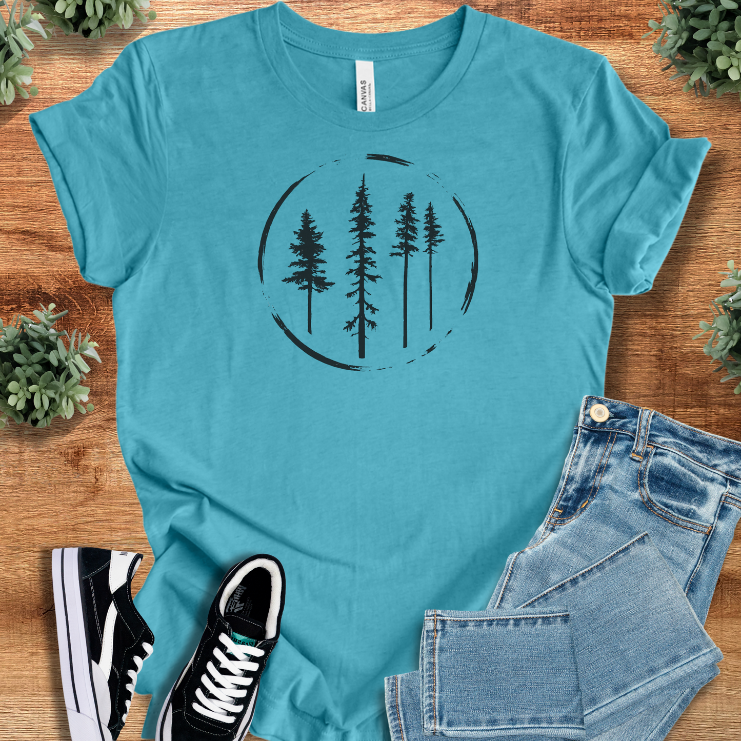 Minimal Forest Circle Tee T‑Shirt | Soft Bella+Canvas Tee